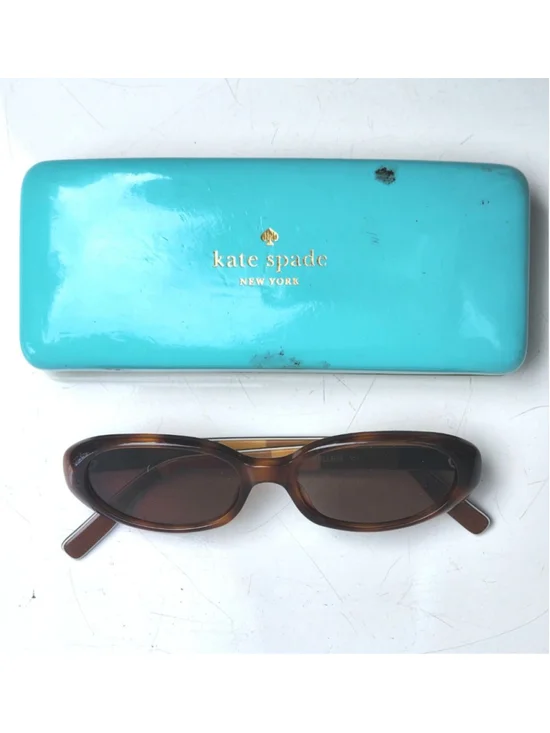 KATE SPADE Belle Brown Tortoiseshell Striped Oval Sunglasses‎ #33