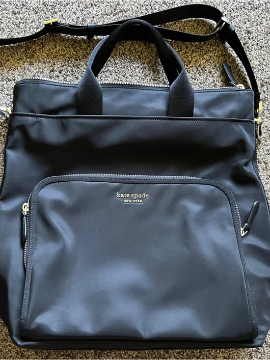 kate spade Black Convertible Messenger Briefcase with Silver Hardware