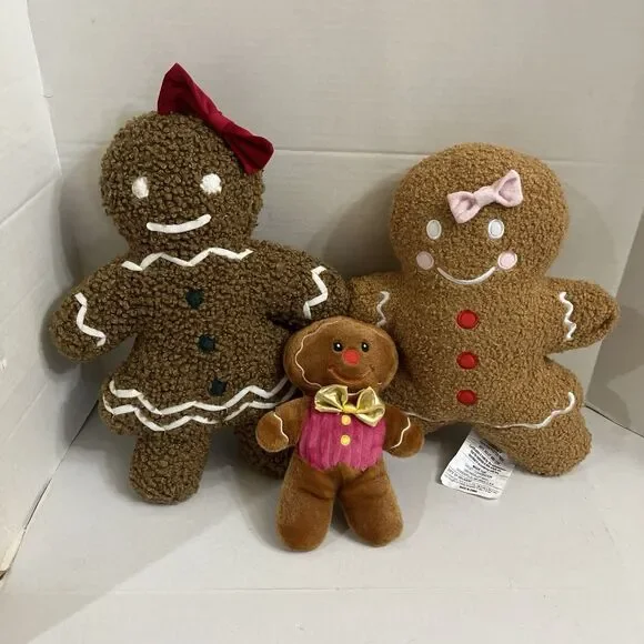 Mixed Lot Of Gingerbread Pillow Plush Christmas Cookie Decor Ms Spice