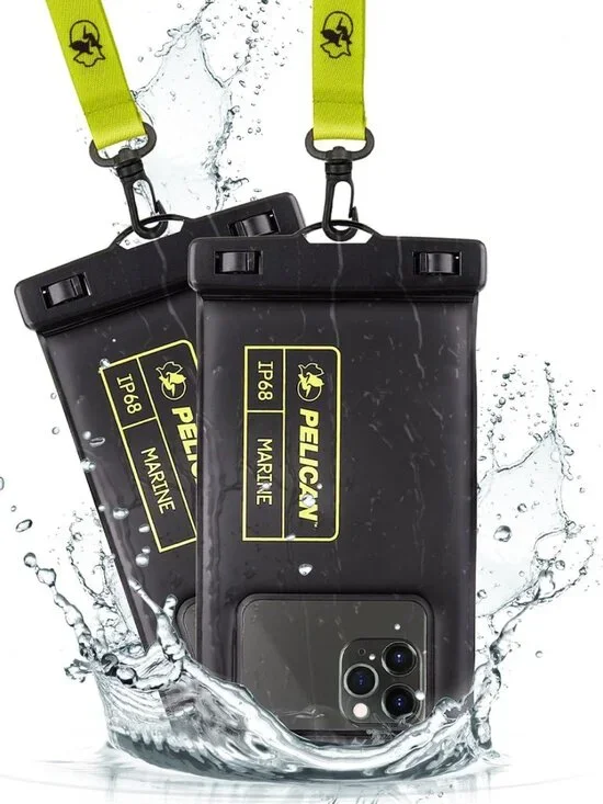 Waterproof Phone Pouch 2 Pack - Marine Grade, Black & Hi-Vis Yellow, Outdoor