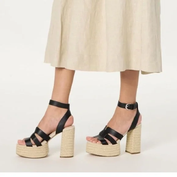 The Drop ‘Bea’ woven black and tan platform heel NEW with tags size 12