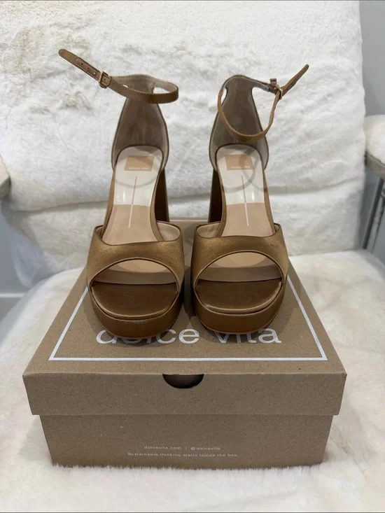 Dolce Vita Bronze Ankle-Strap Platform Heels