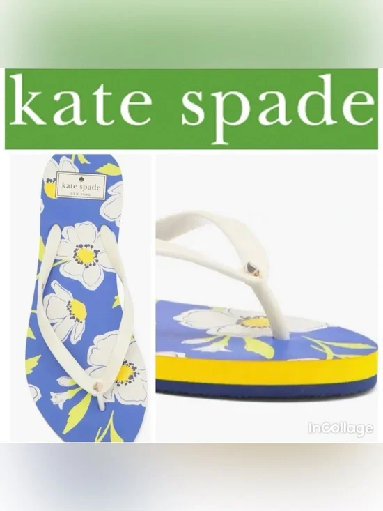 Kate Spade Blue and White Floral Sandals
