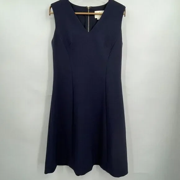 Kate Spade NY Navy V-Neck Sleeveless Exposed Back Zip A-line Dress Size 6