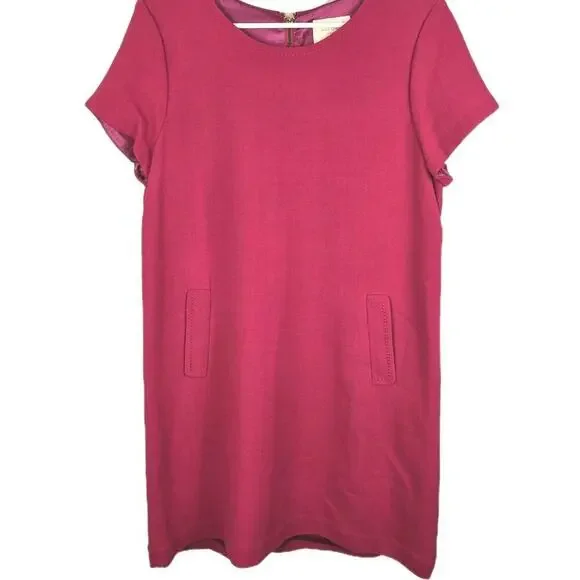 Kate Spade New York Women Pink Back Zip Dress Size XL Wool Blend Pockets Barbie