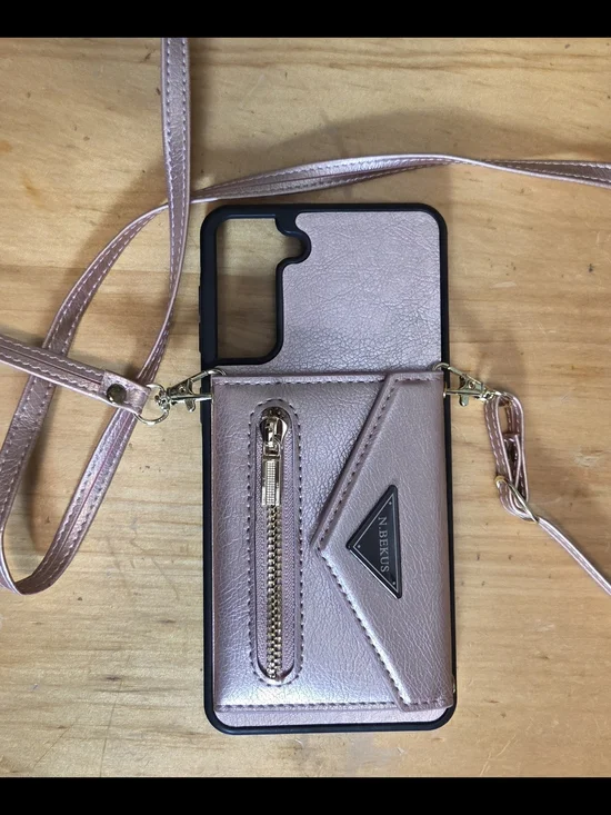 Rose Gold Crossbody Wallet Phone Case For Samsung Galaxy S21+