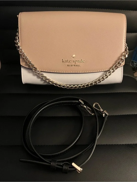 kate spade Carson crossbody bag in tan/black/white