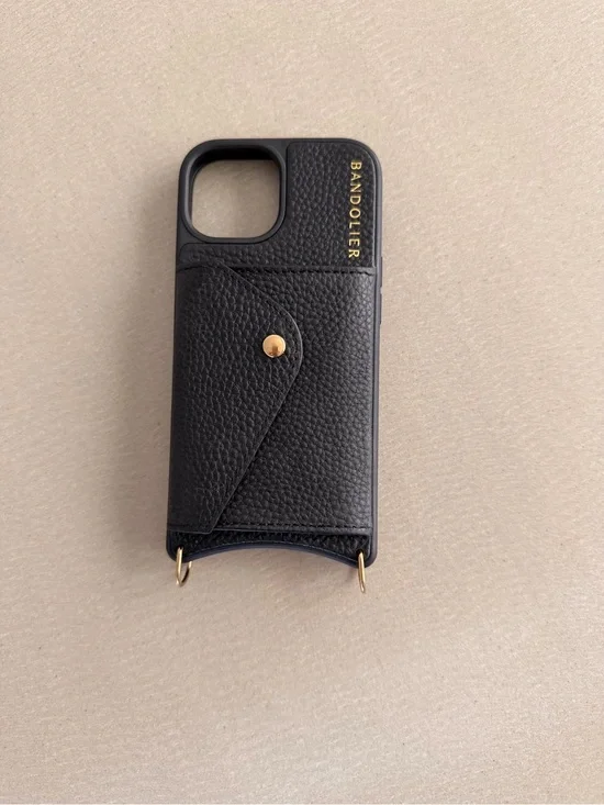 Bandolier Black with Gold Accent iPhone 15 Crossbody Case