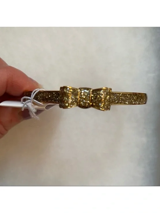 KATE SPADE NEW NWT BRACELET BANGLE GOLD PLATE GLITTER BOW MOON RIVER JEWELRY