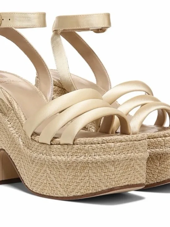 Sam Edelman Metallic Gold Platform Sandals with Ankle Strap