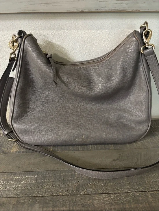 Pebbled Leather Shoulder Bag in Taupe