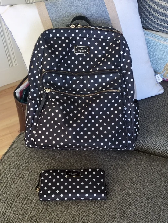 kate spade Black and White Polka Dot Backpack & Wallet Set