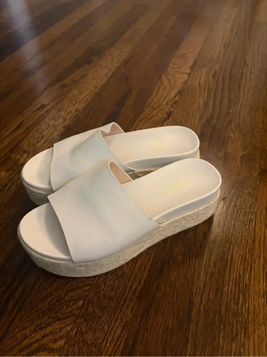 kate spade Cream Espadrille Platform Slide Sandals