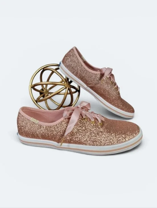 Keds x Kate Spade Champion Glitter Sneakers in Pink / Rose Gold Size 5