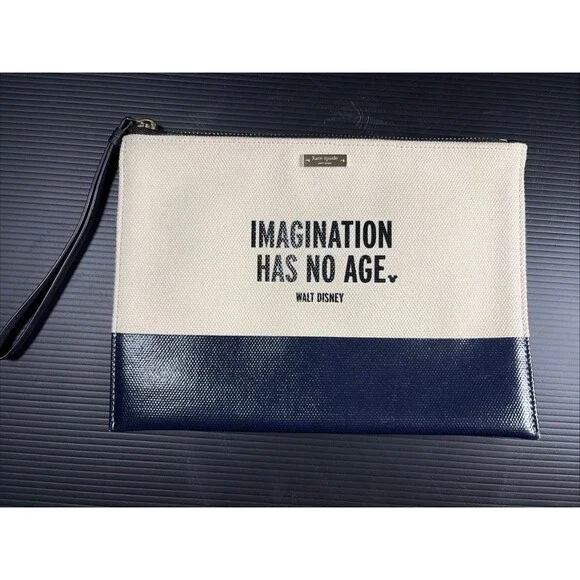Kate Spade Disney ''Imagination Has No Age'' Walt Disney Canvas Zip Clutch 10”