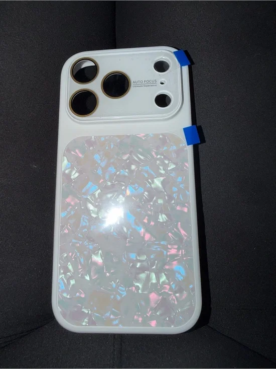 NEW White Iridescent Shell iPhone 17 Pro Case. Hard case. Soft edges.