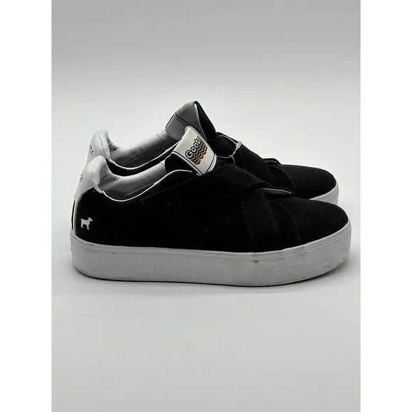 Goats Women's Black Canvas Crisscross‎ Straps Platform Slip-On Sneakers SZ 9.5