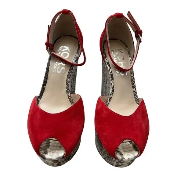 KORS Michael Kors Python Platform Wedges  Size 6M