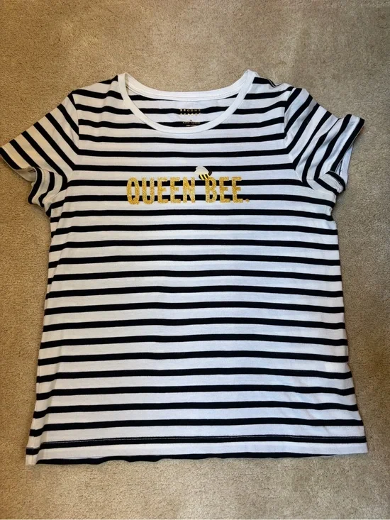 Kate Spade Brooke Street Queen Bee Striped Short Sleeve T-shirt Size Small