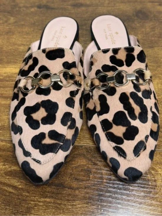 Kate Spade New York 'Cece Too' leopard print calf hair mule flats size 6m