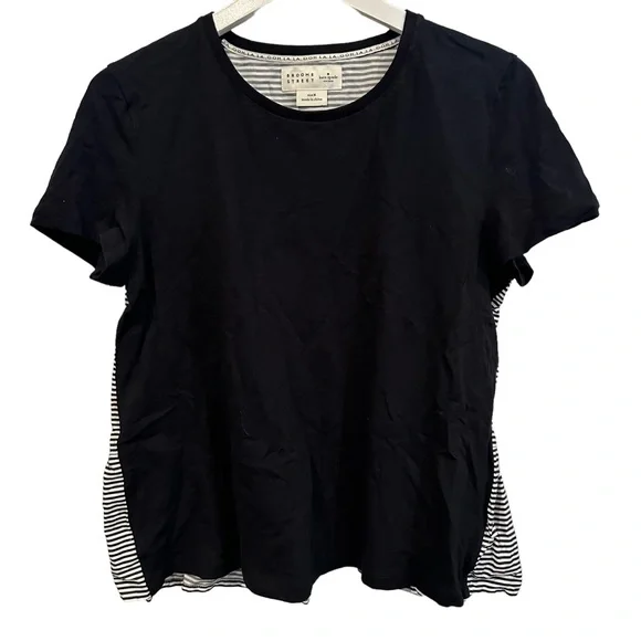 Kate‎ Spade Women’s M Broome Street Black and White Striped Short Sleeve Top