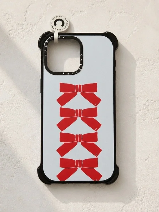 Casetify Red Bow Pattern iPhone Case with Black Frame