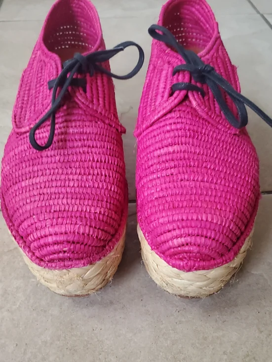 CARVEN X ROBERT CLERGERIE Raffia Platform Wedge Espadrille Sz EU36  US5.5