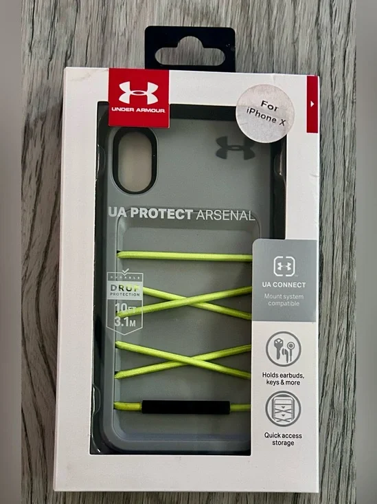 Under Armour UA Protect Arsenal iPhone X Case - Gray with Neon Yellow Lacing