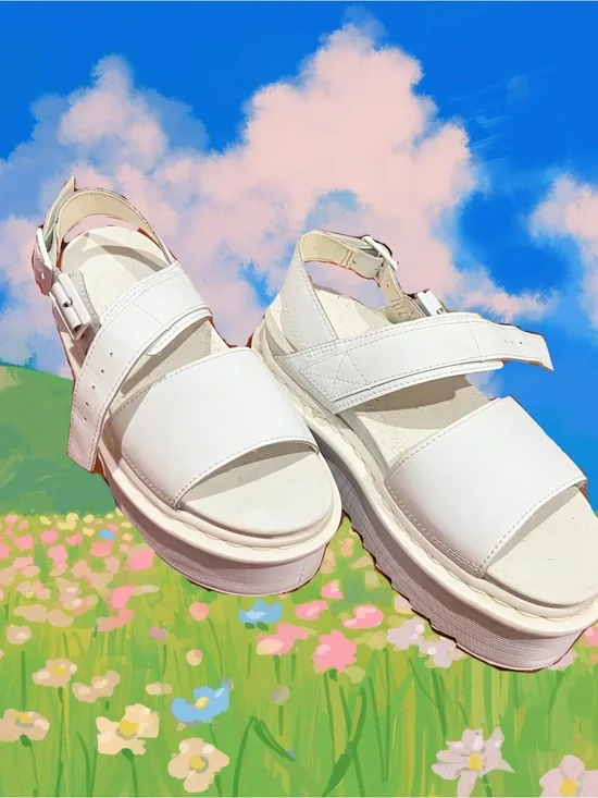 Dr. Martens White Platform Sandals