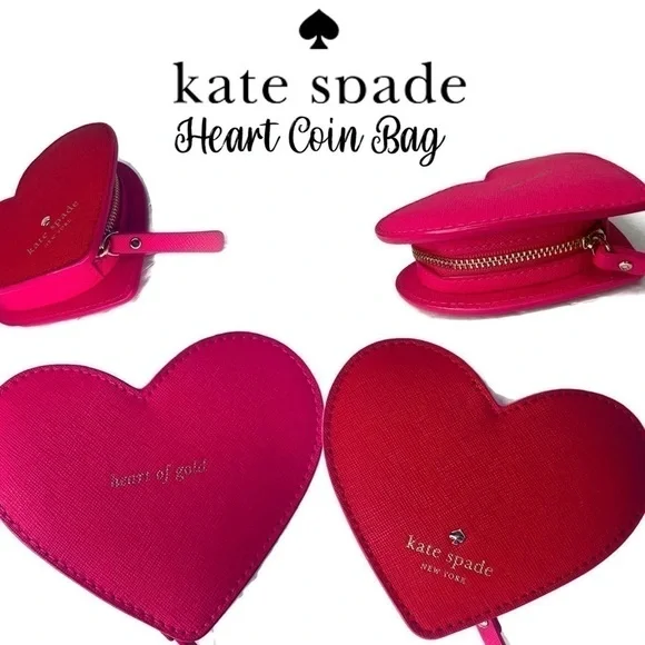 Kate Spade Heart of Gold Red Pink Coin Bag