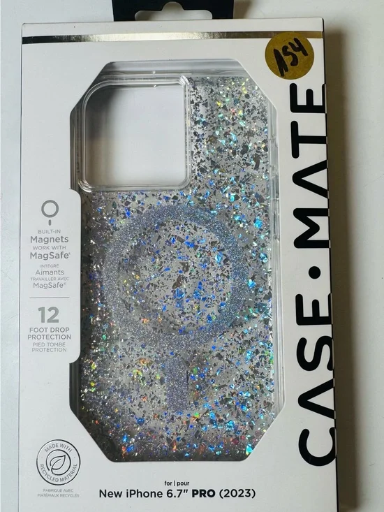 Case-Mate Twinkle MagSafe Case – Silver Glitter – iPhone 15 Pro Max 6.7”