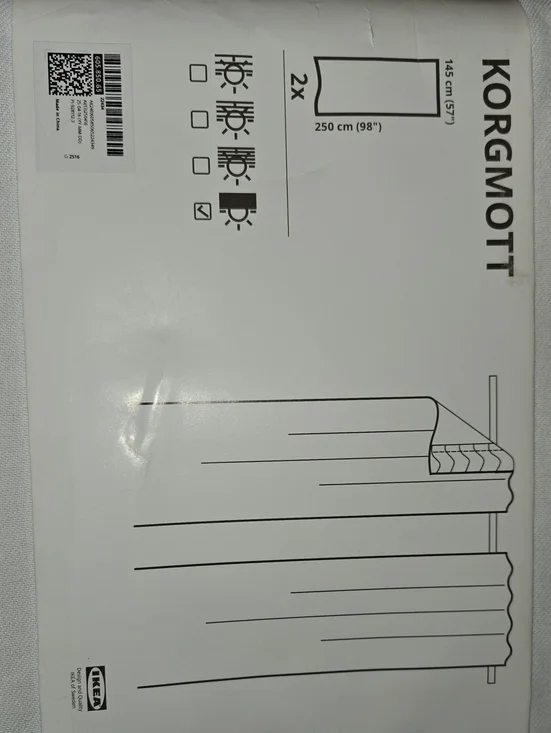 IKEA KORGMOTT White Curtain Panel Set (1 Pair)