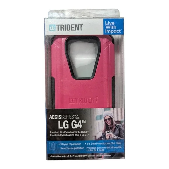 W8. Trident Aegis‎ Series Case for LG G4 - Pink With Screen Protector