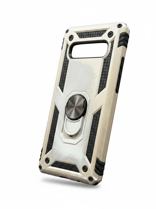 Samsung Galaxy S21 Ultra Rugged Armor Phone Case with Ring Stand - Silver /Black