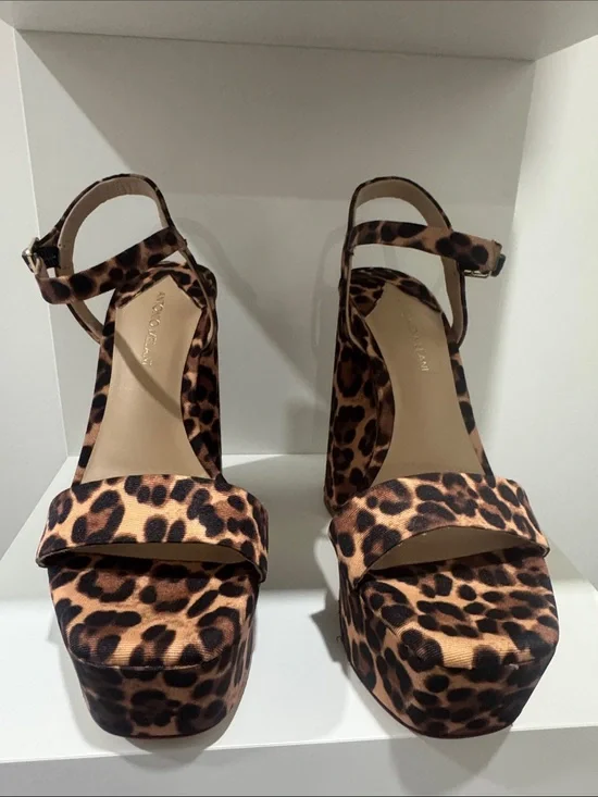 ANTONIO MELANI Leopard-Print Platform Sandals in Brown and Black