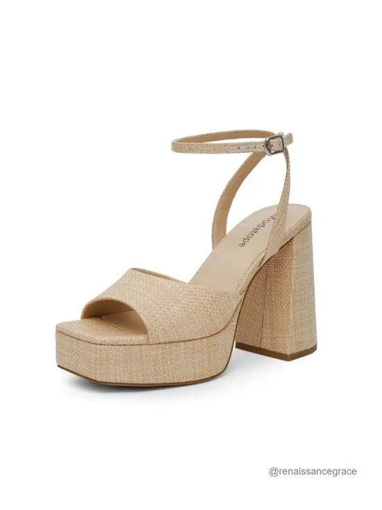 Chunky Platform Heels Open Toe Ankle Strap Sandals PU Leather