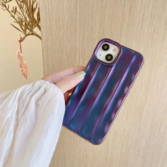 Purple Gradient Wave Textured Phone Case - Unbranded