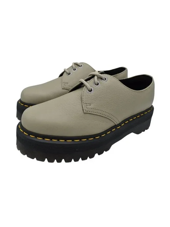 Dr Martens 1461 Womens Size 10 Quad II Platform‎ Stone Pisa Leather Derby Shoes