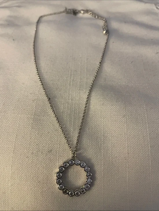 Kate Spade Silver Round Crystal Necklace NWOT