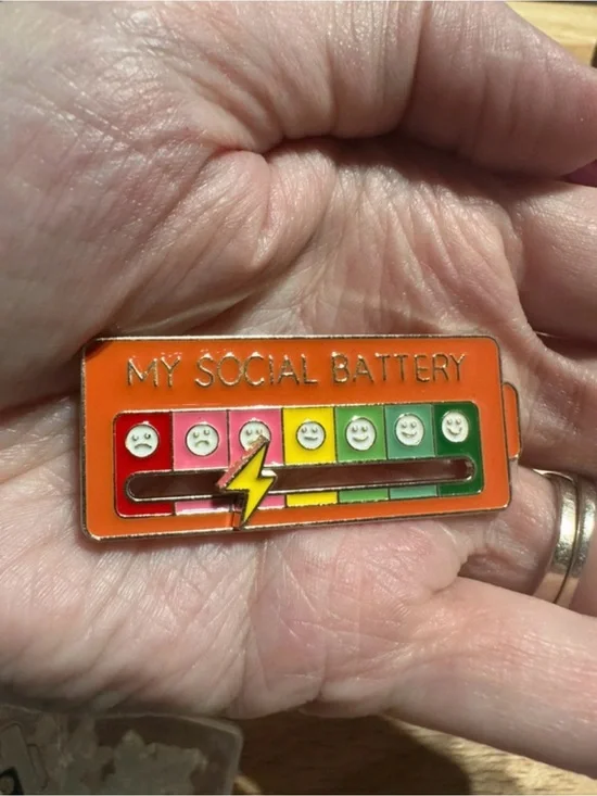 My Social Battery Enamel Pin - Orange Multicolor