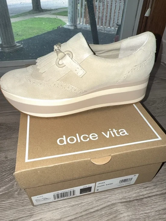 Dolce Vita Cream Suede Platform Loafer