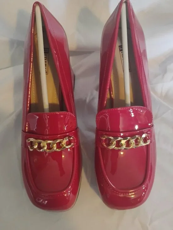 IDIFU IN4 Red Patent Platform Chunky Heel Loafers 9.5