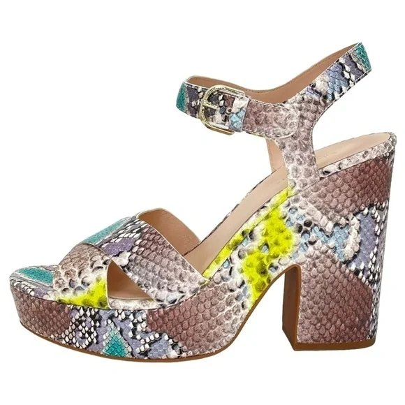 Kate Spade New York Womens Platform Sandals 10M Grace Lemon Sorbet Leather