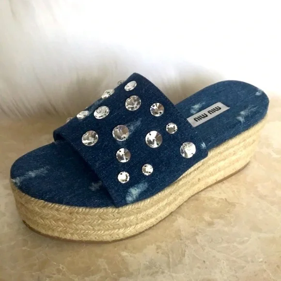 MIU MIU Swarovski crystals‎ platform shoes