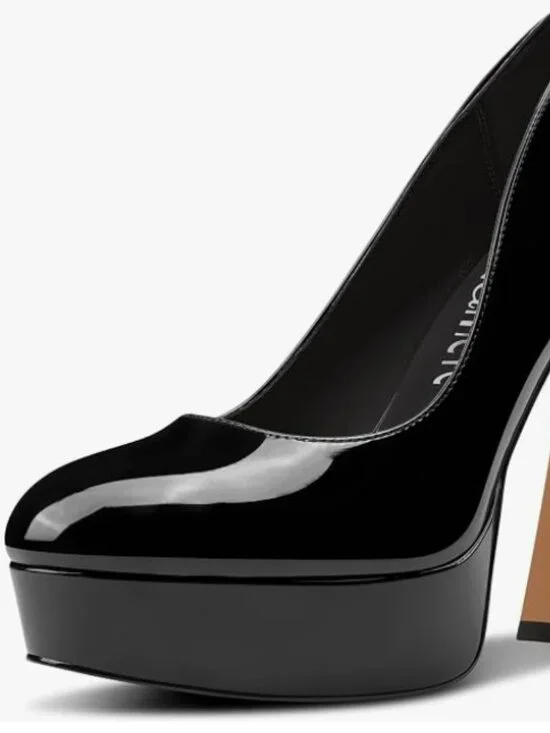 Castamere Patent Leather Chunky Block High Platform Heel Pumps black 9.5M