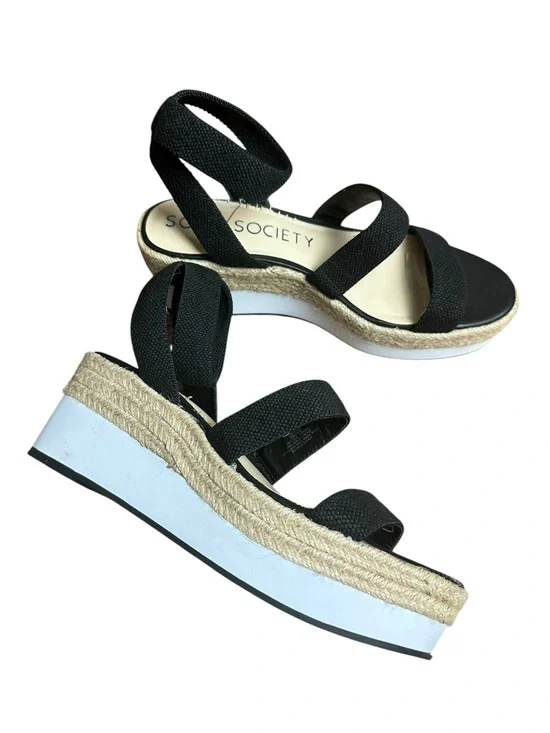 SOLE SOCIETY Black Platform Espadrille Sandals Size 9