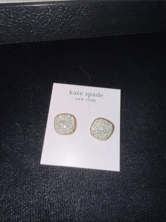 NWT! KATE SPADE Clay Pave Small Square Studs, pierced earrings