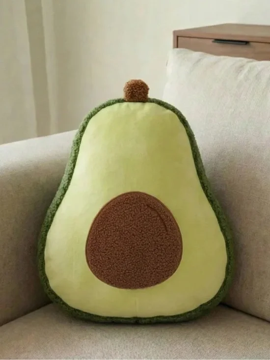 Green Brown Plush Avocado Decor Decorative Plushie Throw Accent Pillow