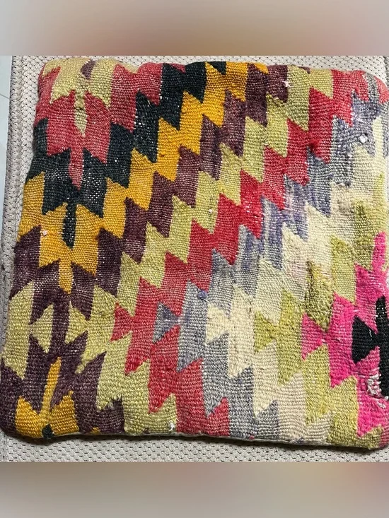Vintage Handmade Turkish Kilim Flatweave Accent Pillow Cover