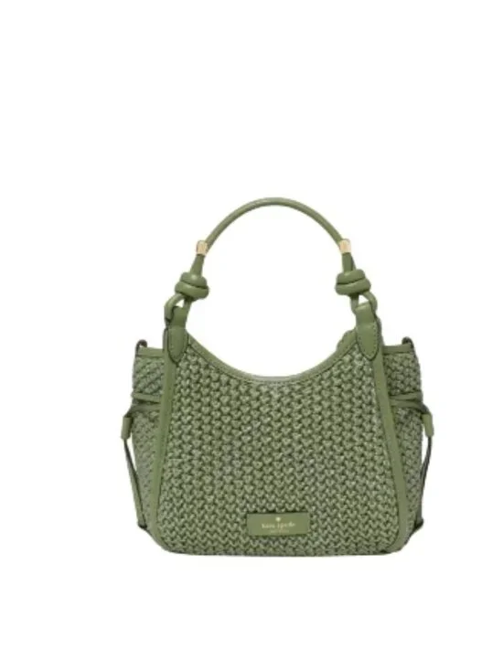 Kate Spade New York Stash Straw Mini Carryall Shoulder Bag, Cedar Stand NWT